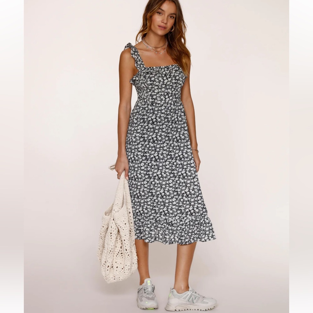 Heartloom Black and White Floral Grant Midi Dress Size Large